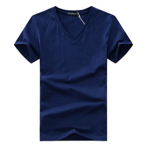 Men V neck T Shirt Casual Men Slim Fit Classic