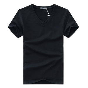 Men V neck T Shirt Casual Men Slim Fit Classic