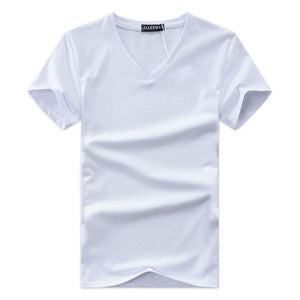 Men V neck T Shirt Casual Men Slim Fit Classic