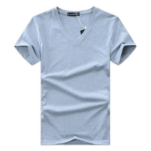 Men V neck T Shirt Casual Men Slim Fit Classic