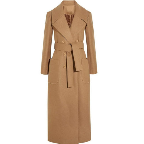 Women Simple Cashmere Maxi Long design Coat