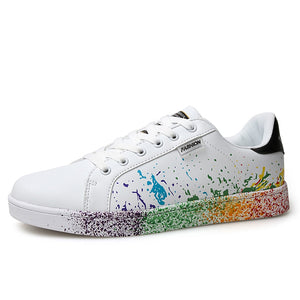 White Shoes Mix Colors Painting Women