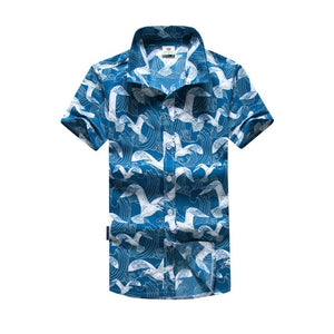 Mens Short Sleeve Hawaiian Shirt Beach