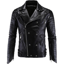 Load image into Gallery viewer, Men New Skull Motorcycle Leather Jacket