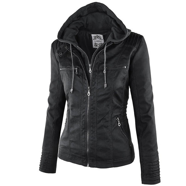 Faux Leather Jacket Women's