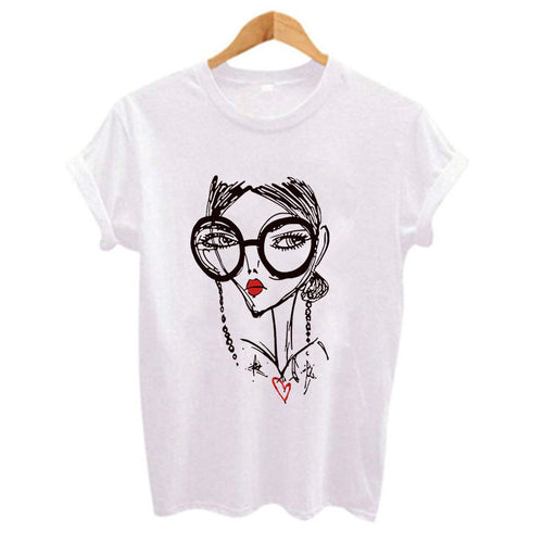 Hipster Cool Girl Print Women T Shirt