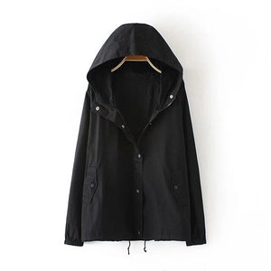 Drawstring Hooded Women Jacket