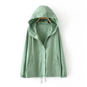 Drawstring Hooded Women Jacket