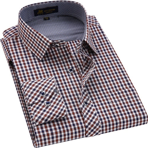 Men's Classic Plaid Checkered Dress Shirt