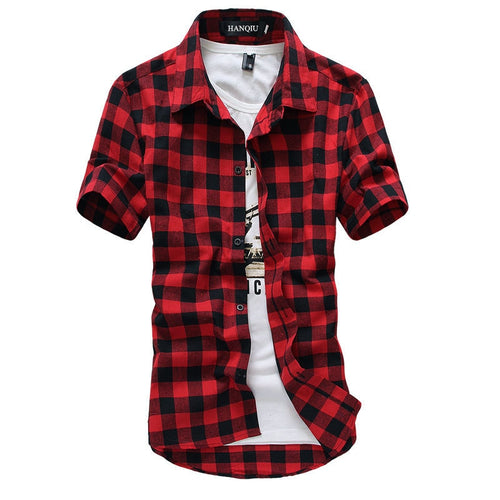 Red And Black Plaid Shirt Men Shirts