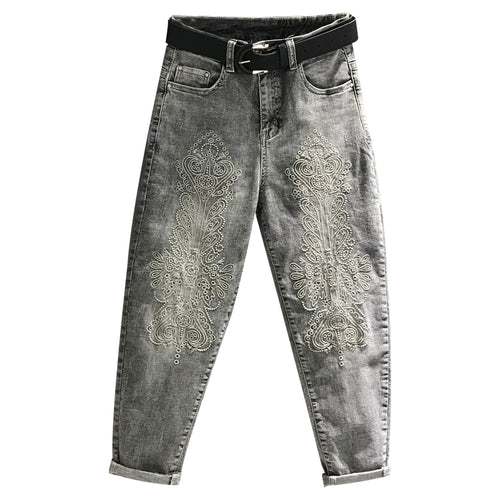 Gray Harem Jean Pants Women