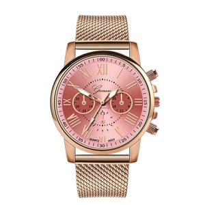 Geneva Watch Stainless Steel Mesh Women's Quartz