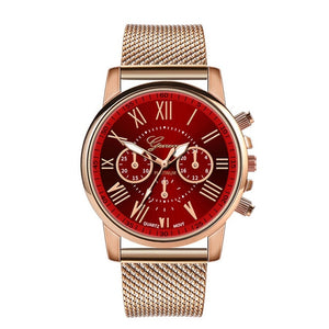 Geneva Watch Stainless Steel Mesh Women's Quartz