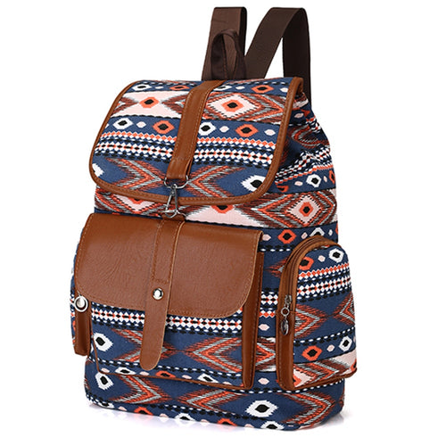 Ethnic Canvas Backpack Women