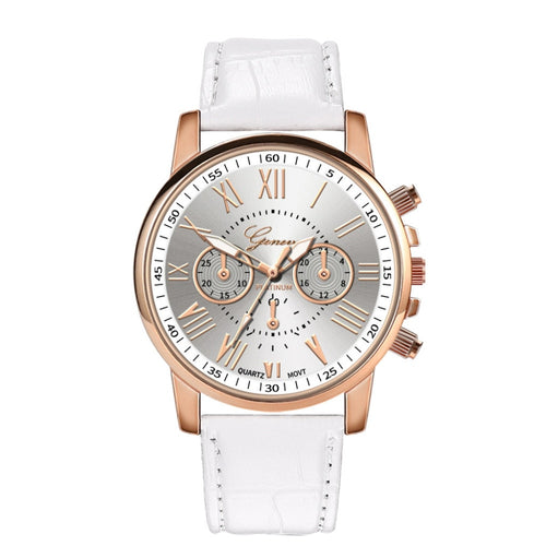 GENEVA Leather Quartz Watch Women