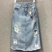 Load image into Gallery viewer, Holes Sequined Denim Skirt Women