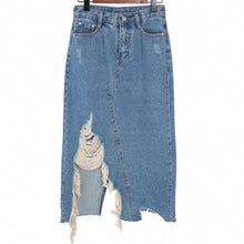 Load image into Gallery viewer, Denim Skirts Women Holes Split